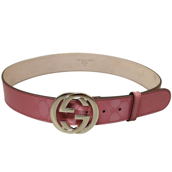 Gucci Women's Pink GG Canvas Interlocking G Buckle Imprime Belt