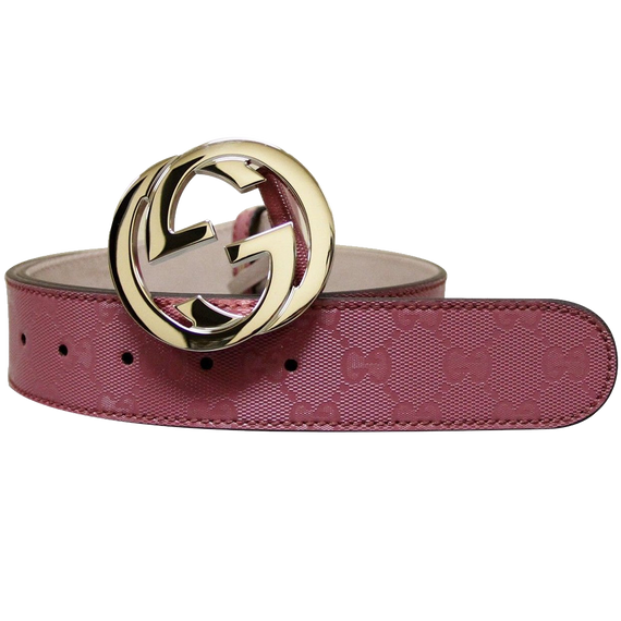 Gucci Women s Pink GG Canvas Interlocking G Buckle Imprime Belt Craftekko